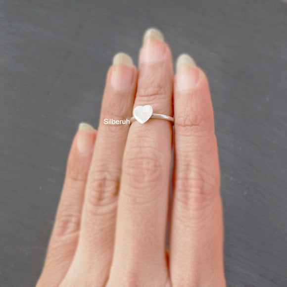 Heart Midi Stacking Silver Ring