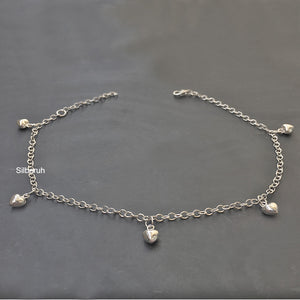 Heart Silver Anklet