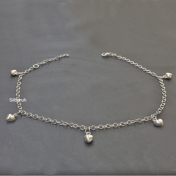 Heart Silver Anklet