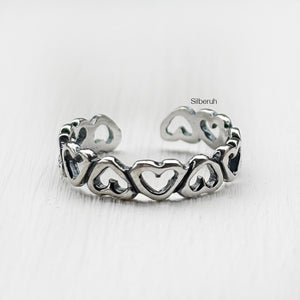 Hearts Silver Toe Ring