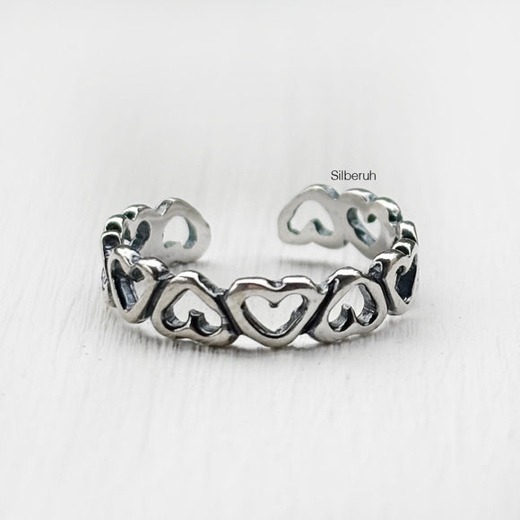 Hearts Silver Toe Ring