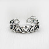 Hearts Silver Toe Ring