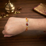 925 Sterling Silver Oval Honey Onyx Rakhi for Brother