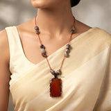 Honey Onyx & Jasper Threaded Necklace