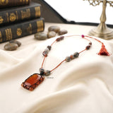 Honey Onyx & Jasper Threaded Necklace