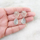 Honeycomb Aqua Chalcedony Silver Earring