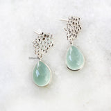 Honeycomb Aqua Chalcedony Silver Earring