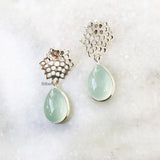 Honeycomb Aqua Chalcedony Silver Earring