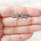 Horseshoe Flower Silver Stud
