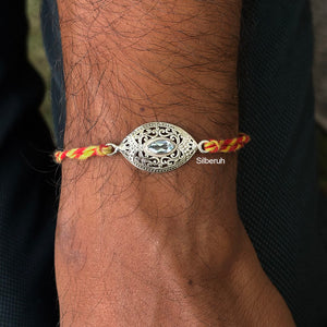 Blue Topaz 925 Silver Rakhi for Brother