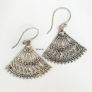 Japanese Fan Filigree Silver Earring