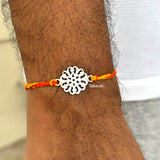 Just For You 925 silver rakhi charm on red-yellow thread
