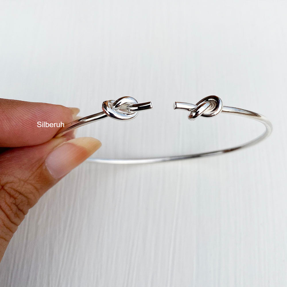Knot Silver Adjustable Bangle – SILBERUH
