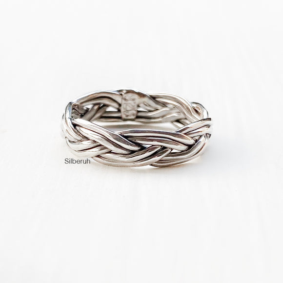 Knotted Band Silver Ring