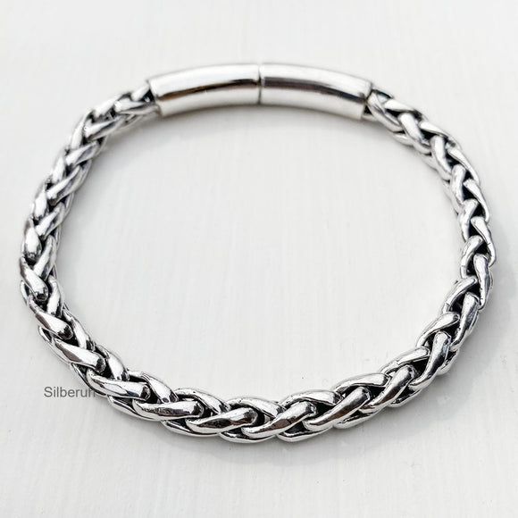 Knotted Chunky Silver Bracelet