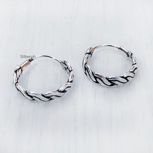 Knotted Silver Bali Hoop Earring