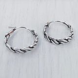 Knotted Silver Bali Hoop Earring