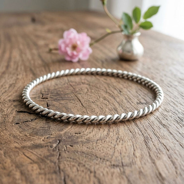 Knotted Silver Bangle – SILBERUH