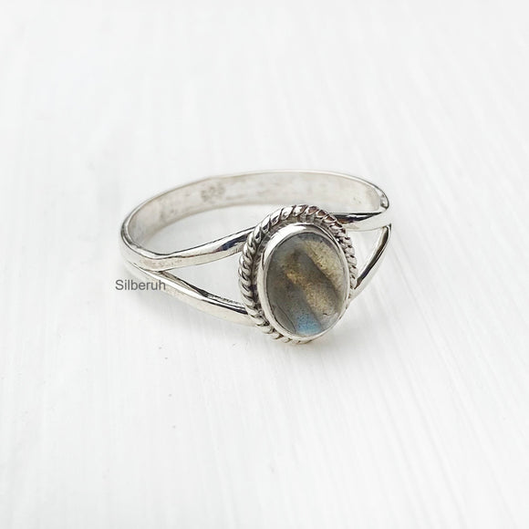 Labradorite Dainty Silver Ring