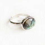 Labradorite Facetted Silver Adjustable Ring