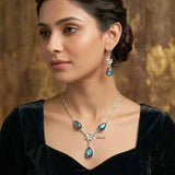 Handcrafted sterling silver Labradorite jewellery set with floral design