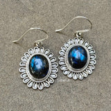 Labradorite Flower Silver Earring