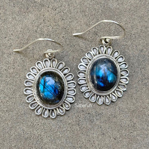 Labradorite Flower Silver Earring
