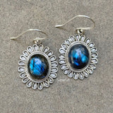 Labradorite Flower Silver Earring