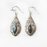 Labradorite Jali Silver Earring