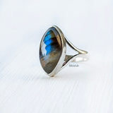 Labradorite Marquise Silver Ring