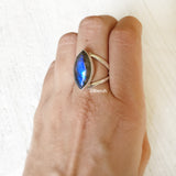 Labradorite Marquise Silver Ring