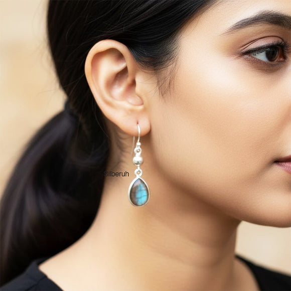 Labradorite Silver Drop Earring