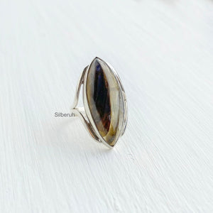 Labradorite Silver Marquise Ring