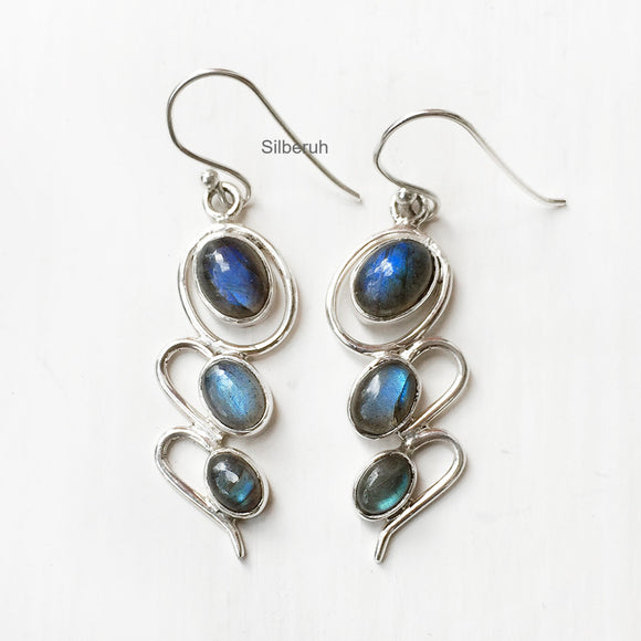 Labradorite Wave Silver Earring