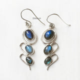 Labradorite Wave Silver Earring