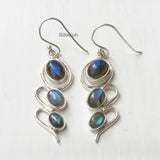 Labradorite Wave Silver Earring