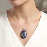 Handcrafted Lapis Lazuli dolphin tail pendant in 925 sterling silver