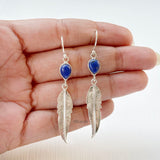 Lapis Lazuli Feather Silver Earring