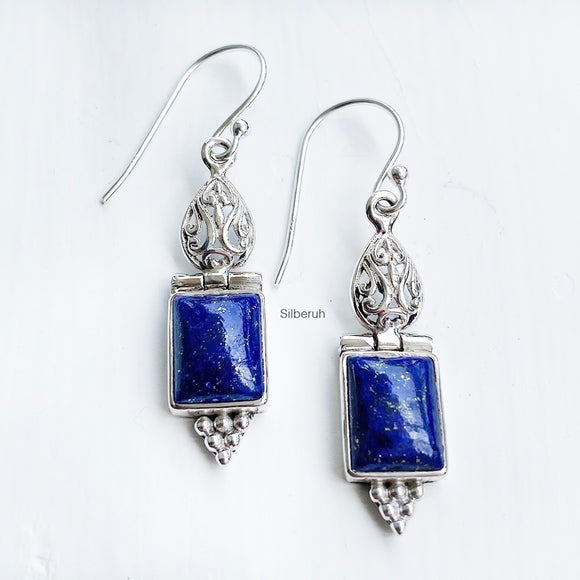 Lapis Lazuli Filigree Silver Earring