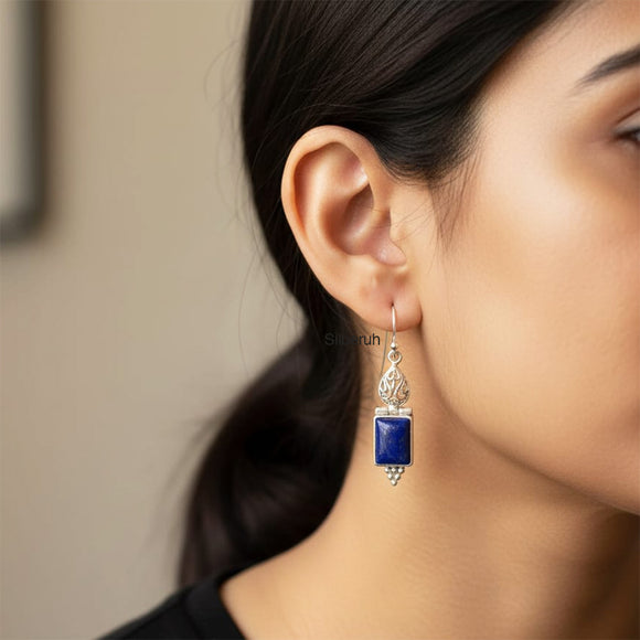 Lapis Lazuli Filigree Silver Earring