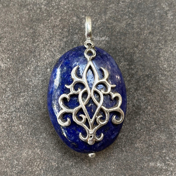 Lapis Lazuli Filigree Silver Pendant