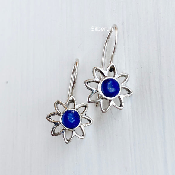 Lapis Lazuli Flower Silver Earring