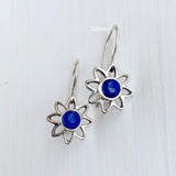 Lapis Lazuli Flower Silver Earring