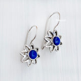 Lapis Lazuli Flower Silver Earring