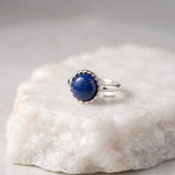 Lapis Lazuli Knotted Round Silver Ring
