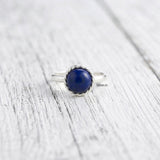 Lapis Lazuli Knotted Round Silver Ring