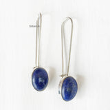 Lapis Lazuli Long Hook Silver Earring