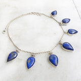 Lapis Lazuli Lotus Silver Necklace