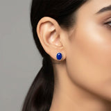 Lapis Lazuli Oval Silver Stud