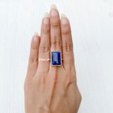 Lapis Lazuli Rectangle Silver Ring